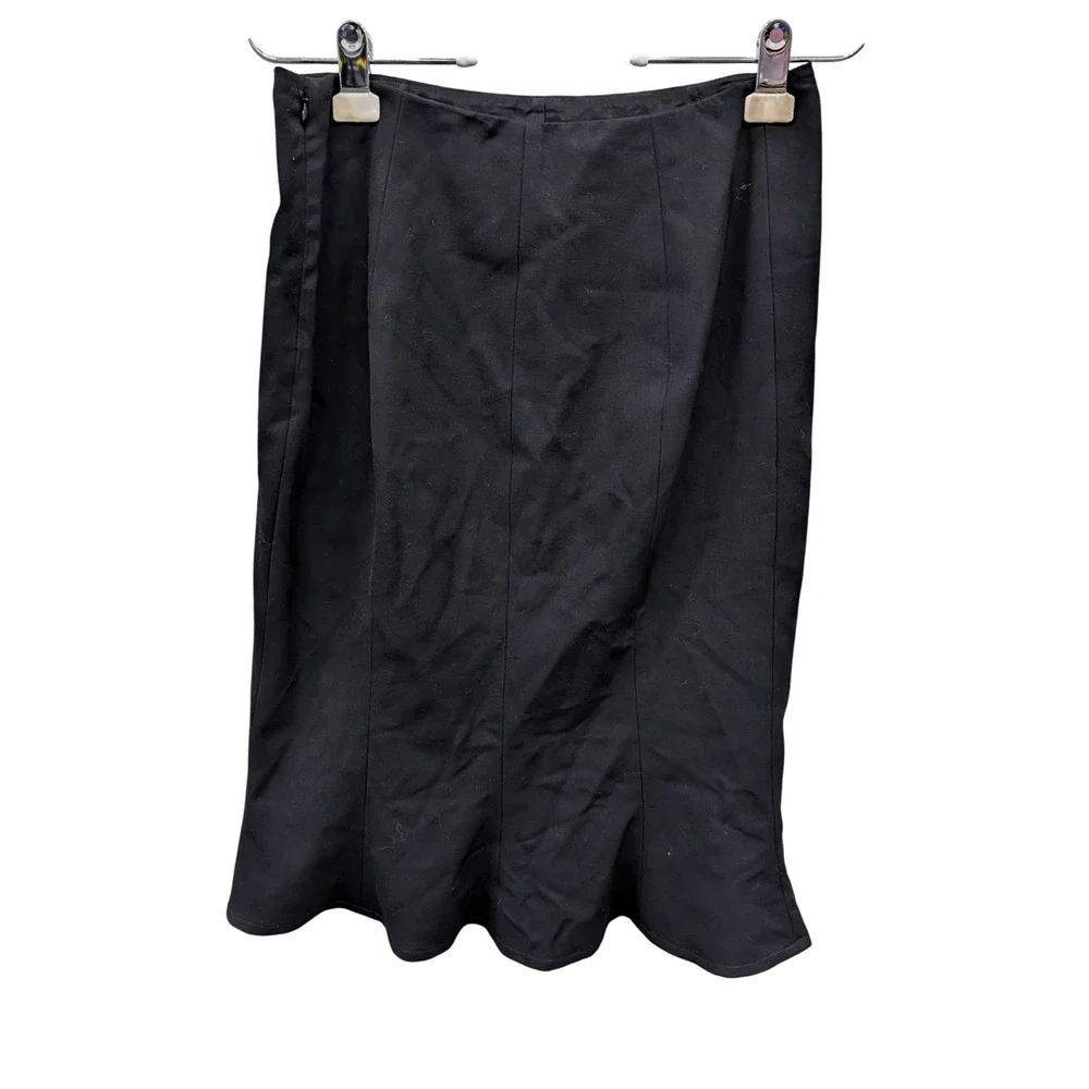 Ralph Lauren Black Wool Blend‎ Trumpet Flounce Hem Skirt Made in USA- Size 8